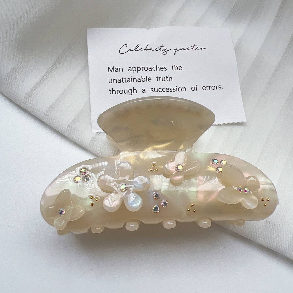 Rhinestone Flower Butterfly Hair Claw,Chic Sparkle_CWAHA1348