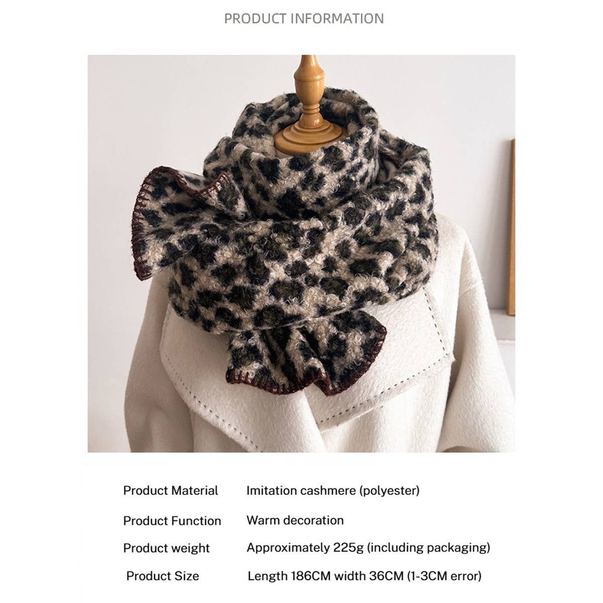 Vintage Leopard Tassel Scarf for Fall Winter