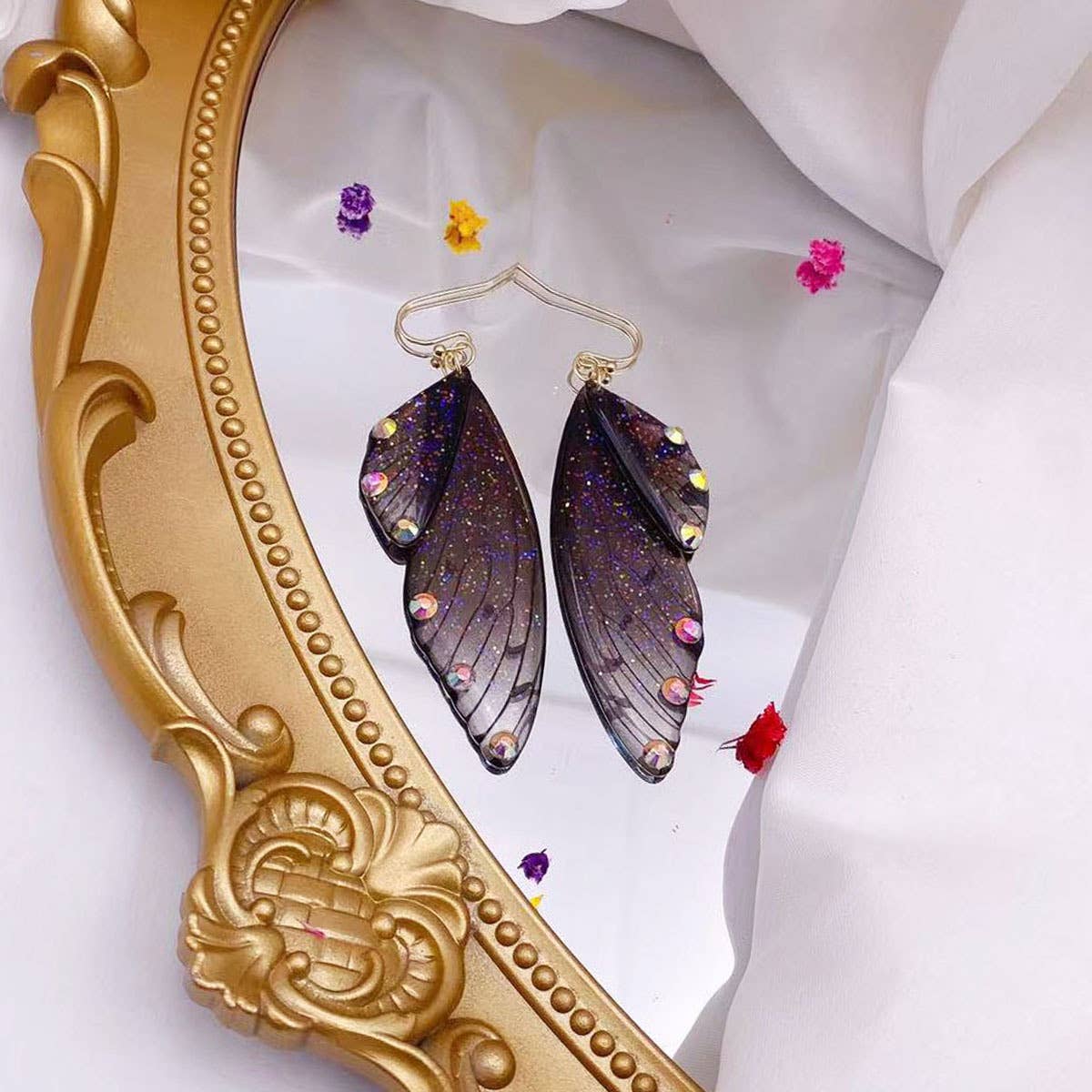 S925 Silver Cicada Wing Wing Butterfly Earrings