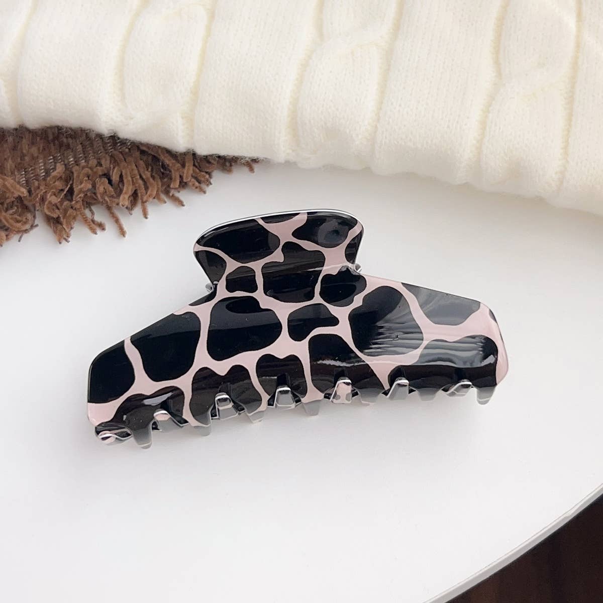 Colorful zebra print gripper French shark clip