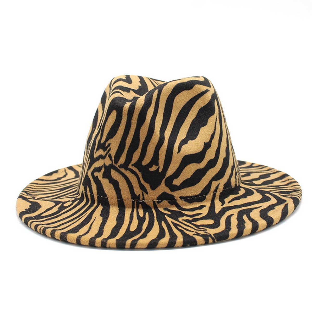 JAZZ HAT WOOLEN HAT COW PATTERN FLAT BRIM HAT_CWAH2540