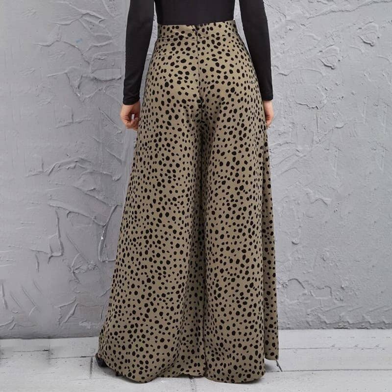 HIGH-WAISTED LEOPARD PRINT WIDE-LEG PANTS FLARED