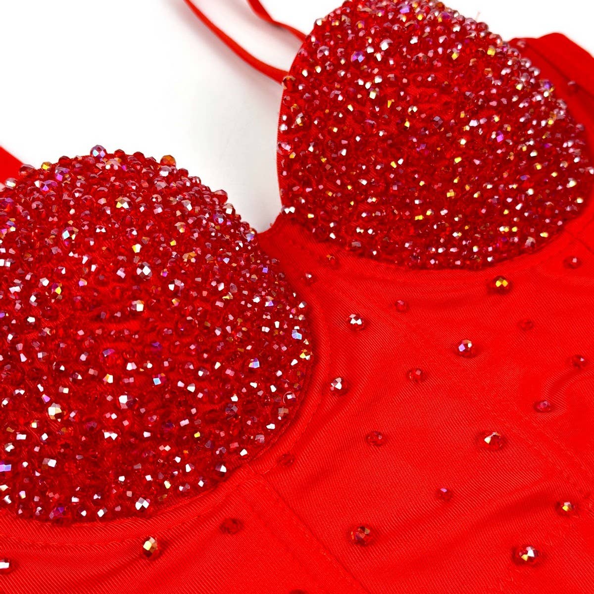 SHINY BEADED HANDMADE FISHBONE CORSET