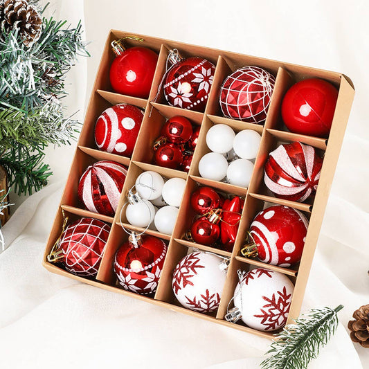 CWMM10427_36PCS CHRISTMAS TREE ORNAMENTS SHINY BAUBLES SET