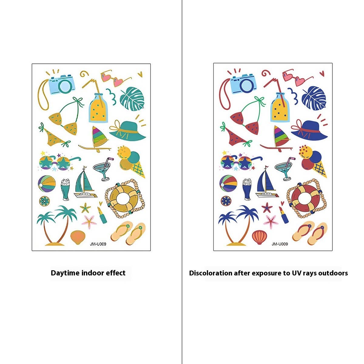 UV Color-Changing Sunscreen Test Tattoo Stickers