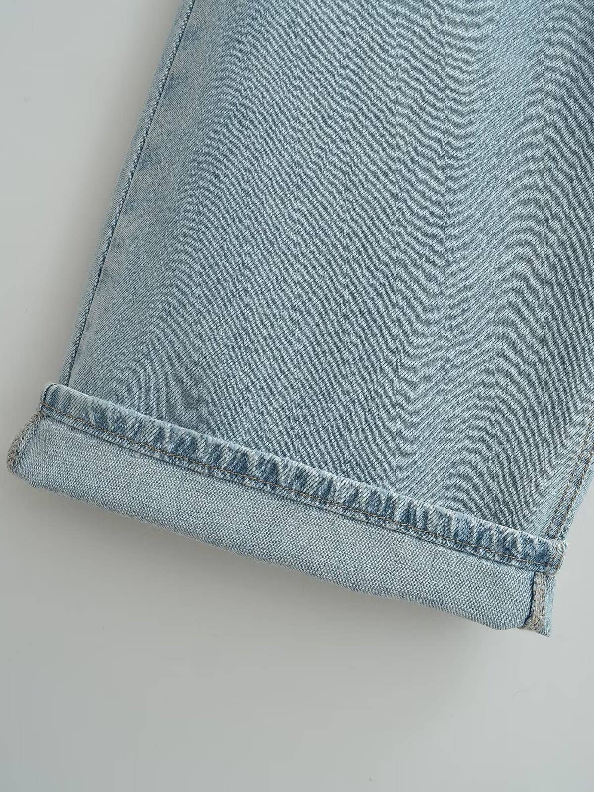 American street blue loose wide-leg jeans