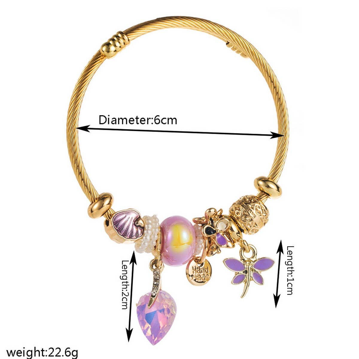 Personalized Letter & Dragonfly Charm Bracelet_CWMM8603