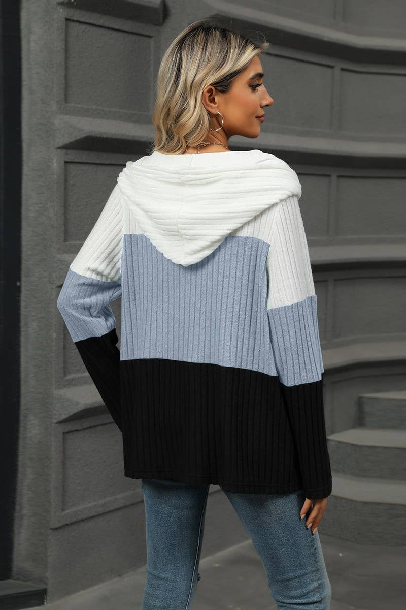 CWOHOL1098_LOOSE FIT CONTRAST ZIP HOODIE