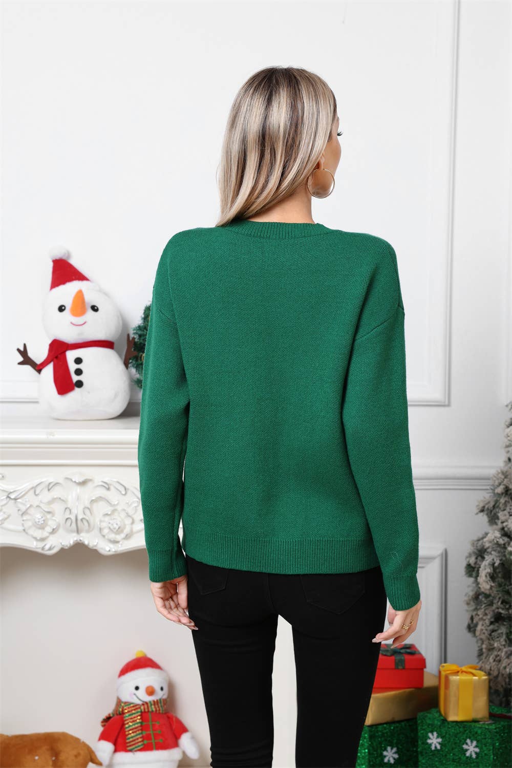 Cartoon Deer Long-Sleeved Christmas Sweater_Cwoswl07959