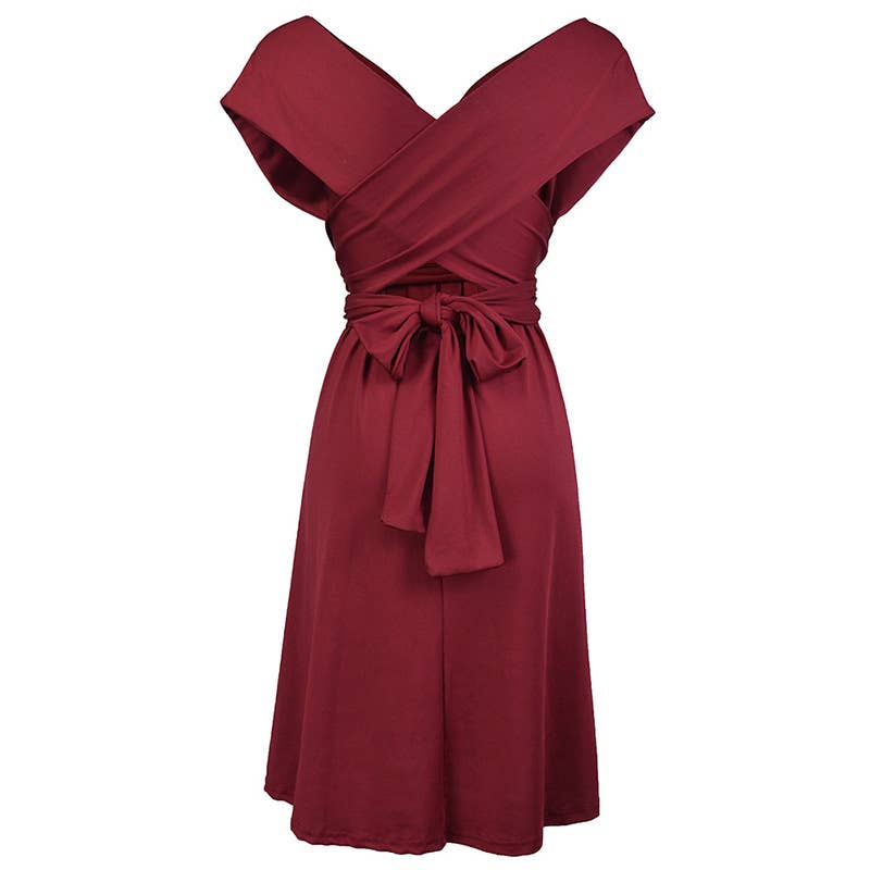Solid Color Tie-Up Multi-Way Flowy Dress