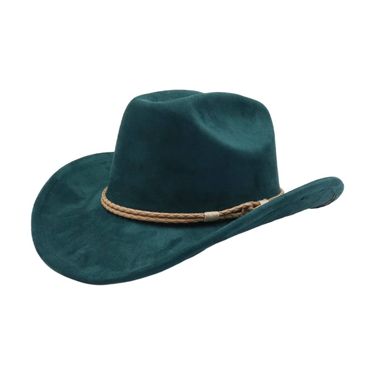 Western Ethnic Suede Cowboy Jazz Fedora Hat_CWAH04504