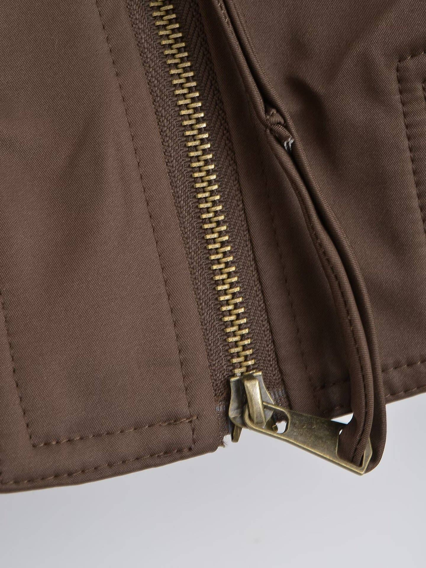 Thread round-neck double zipper baseball jacket