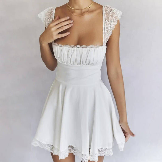 SUSPENDER BACKLESS WHITE DRESS_CWDHL0077