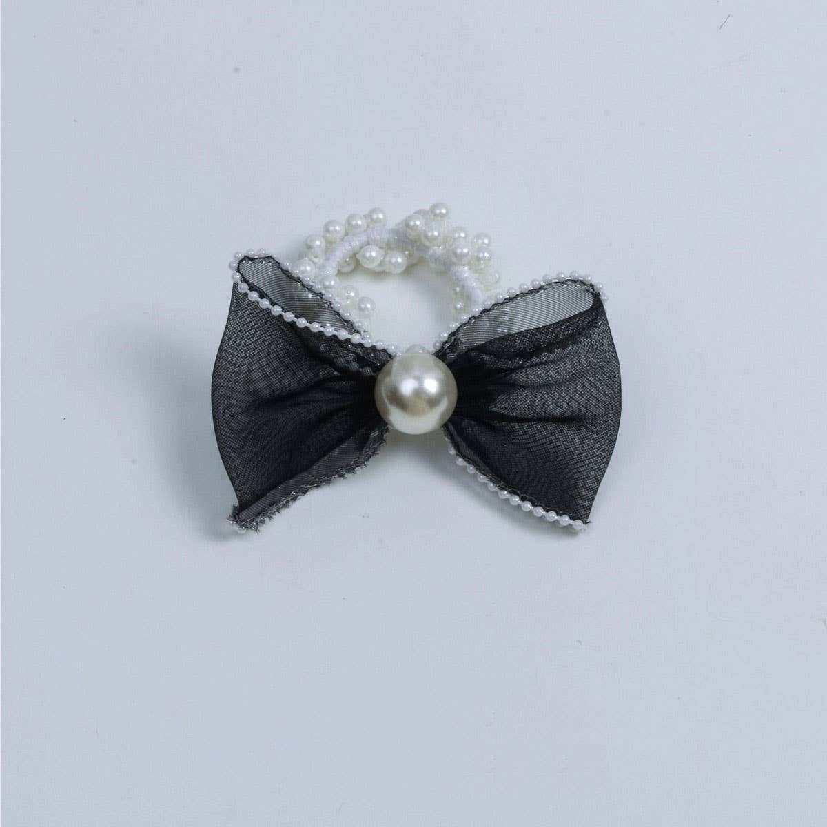 Elegant Organza Bow Pearl Hair Tie for Women