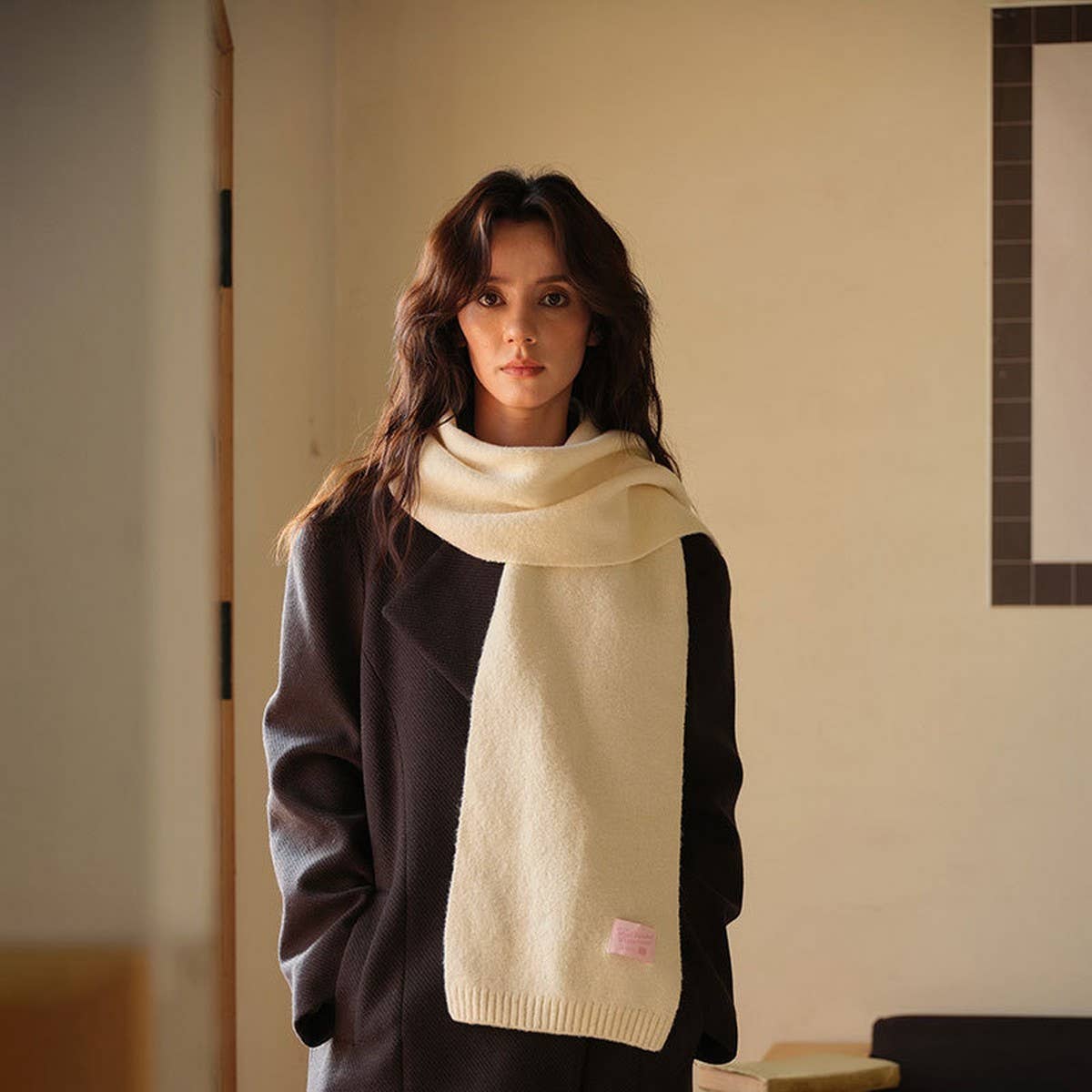 Solid Wool Blend Knit Scarf for Women ??Warmth_CWASC2284