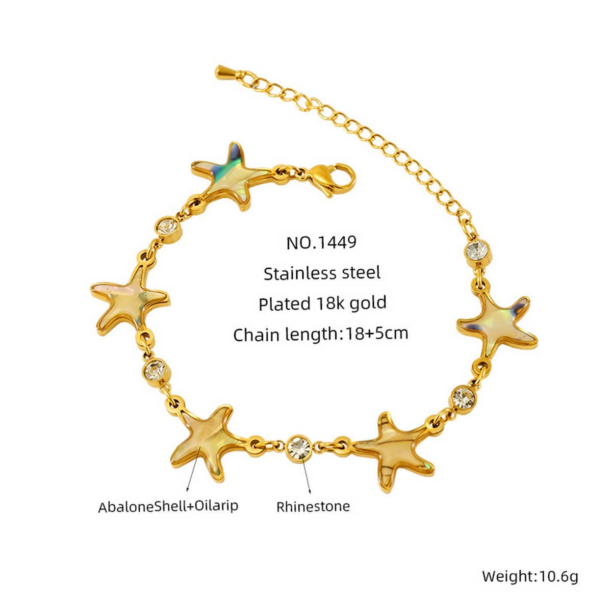 CWAJE1956_Temperament Starfish Shell Bracelet
