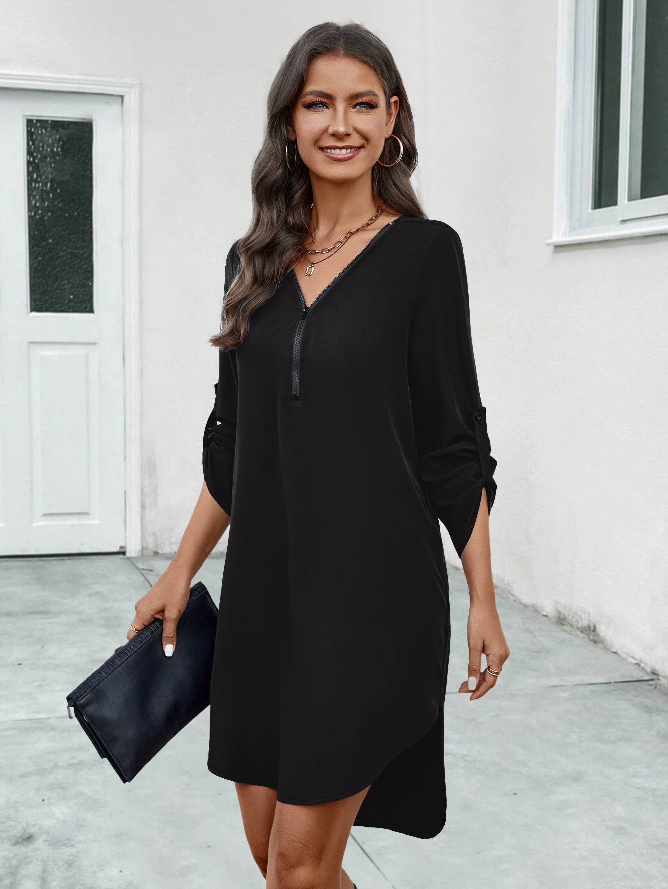 LONG SLEEVE SHIRT SHORT PULLOVER DRESS
