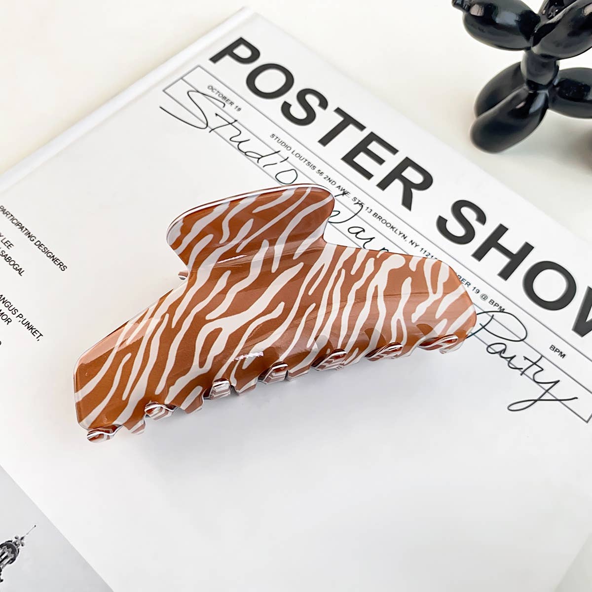 Colorful zebra print gripper French shark clip