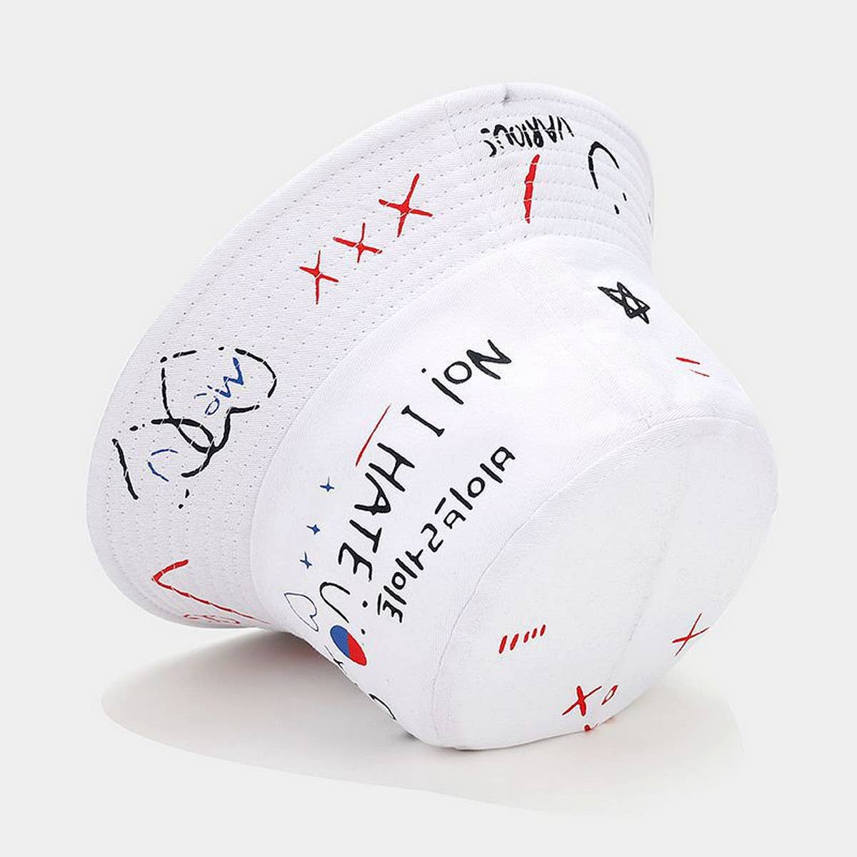 PRINTED BREATHABLE SUN VISOR GRAFFITI BUCKET HAT_CWAH1637