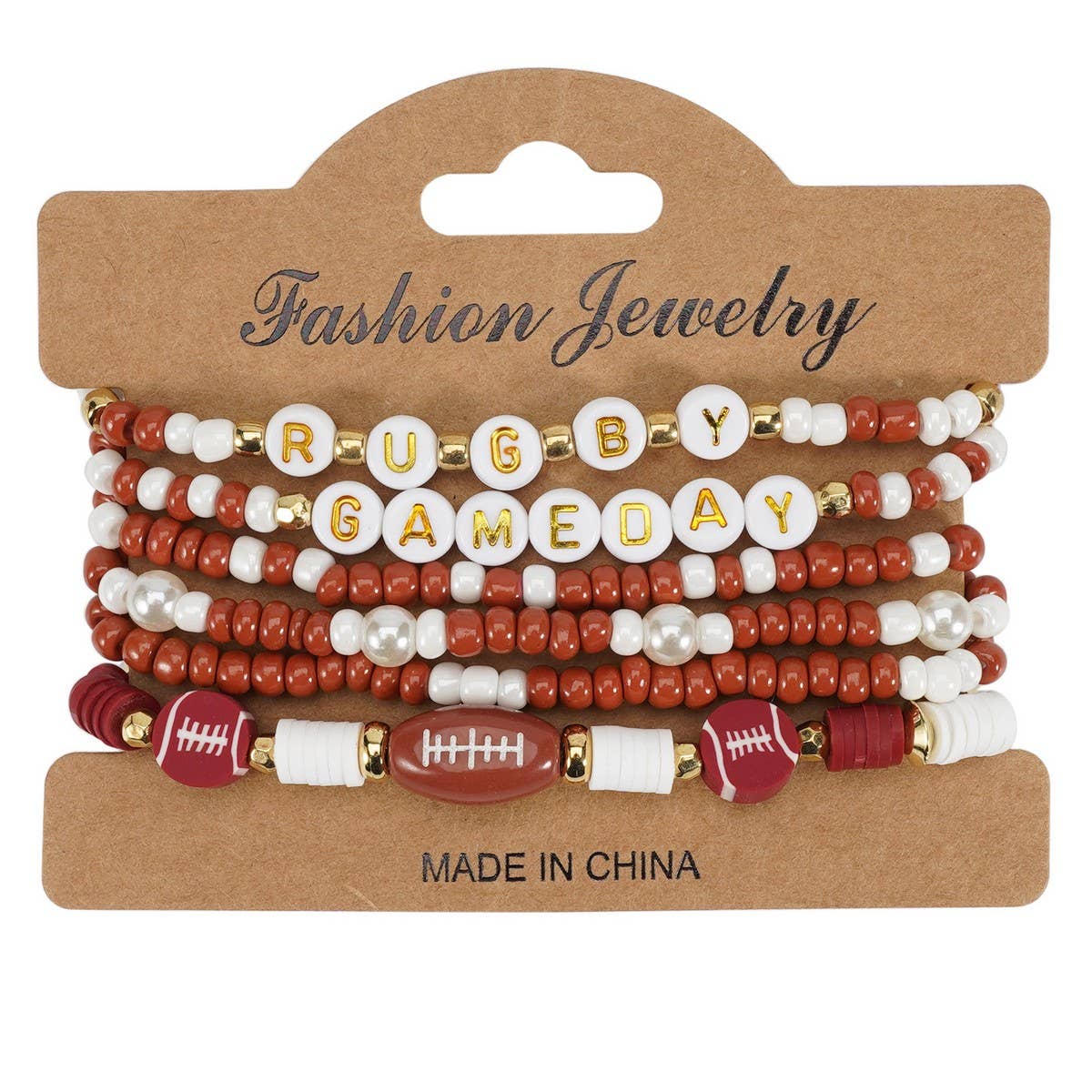 CWAJE05677_SPORTS BALL CHARM BEADED ELASTIC GAME BRACELET