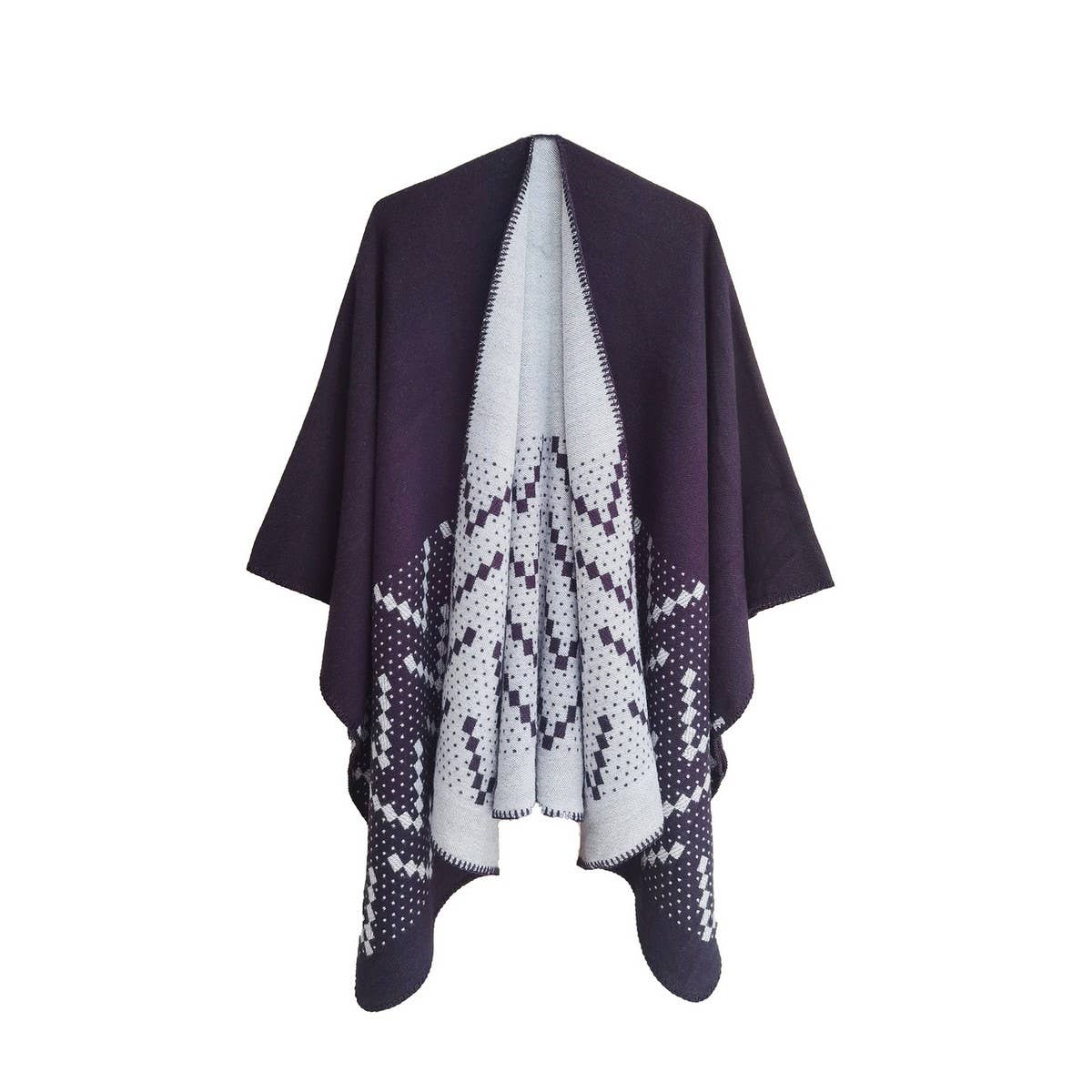 WOMEN COLOR MATCH WRAPPED CARDIGAN SHAWL