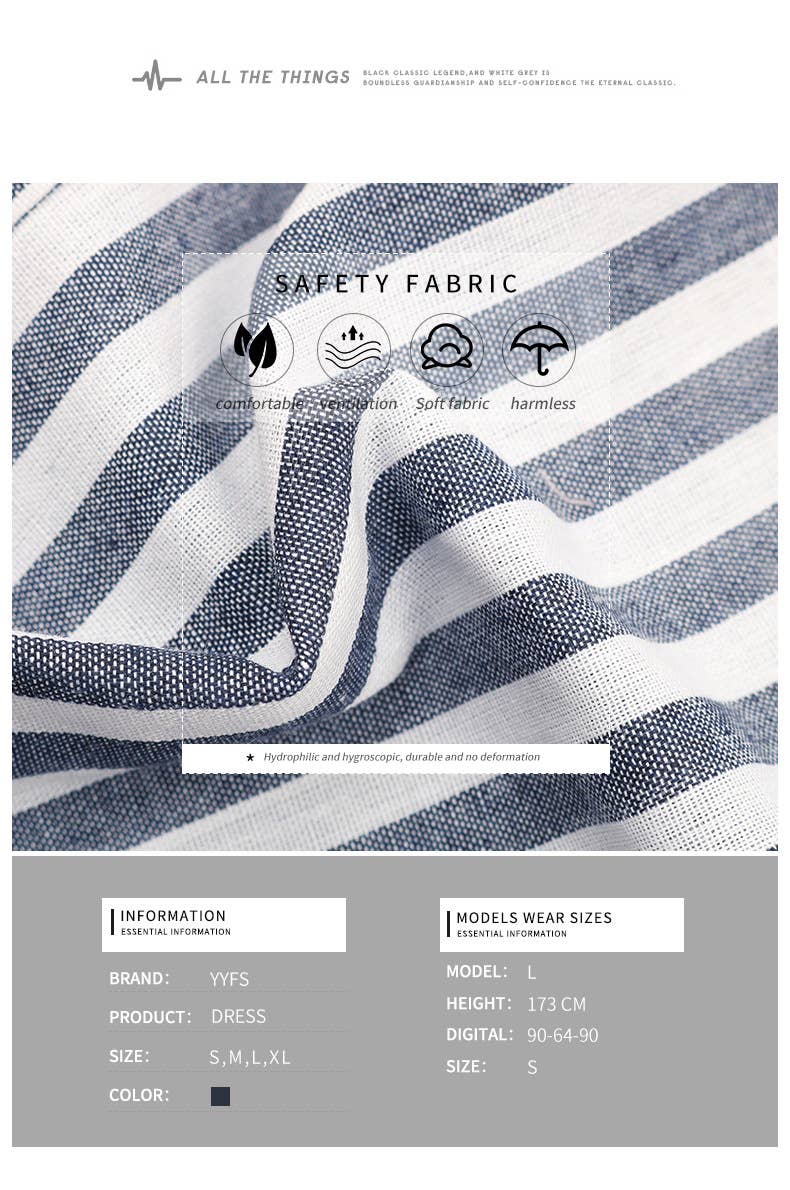 Striped lapel lace-up shirt dress