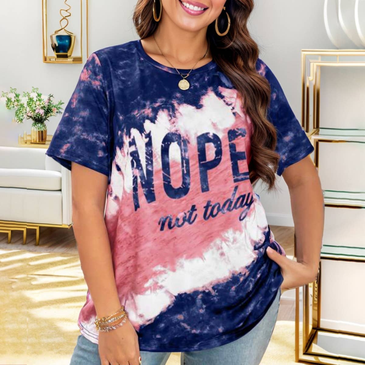 LOCATION LETTER PRINT LOOSE BLOUSE