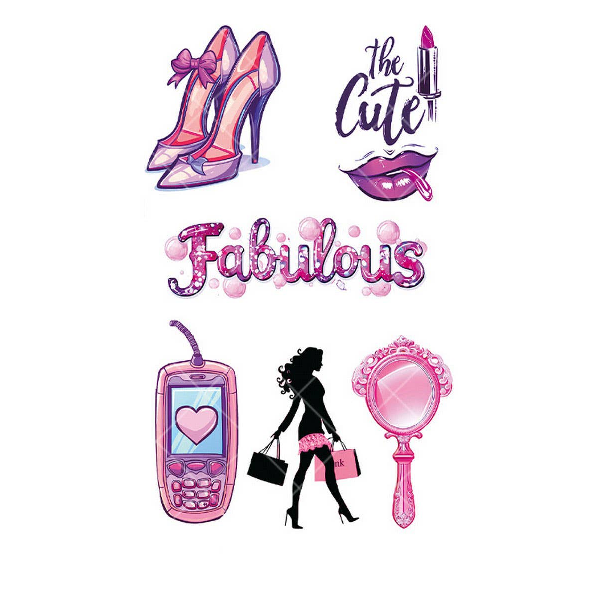 Pink Guitar Girl Tattoos ??Waterproof Kids Party_CWMM8382