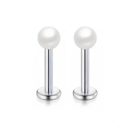 Stainless Steel Pearl Lip Bar Piercing Jewelry_CWMM9588