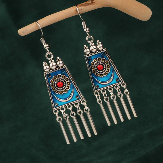 NEW RETRO ETHNIC STYLE LONG TASSEL EARRINGS