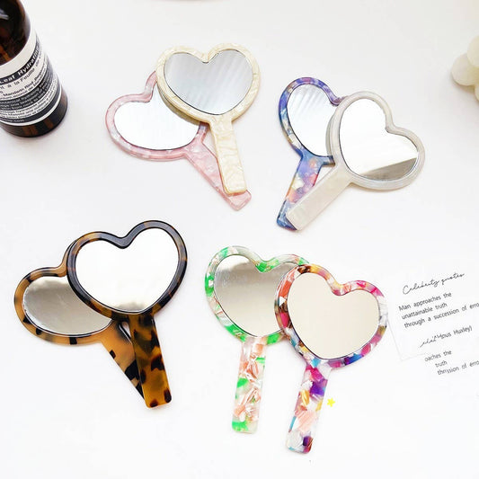 Retro Acetate Compact Mirror Geometric/Heart_CWMM6373