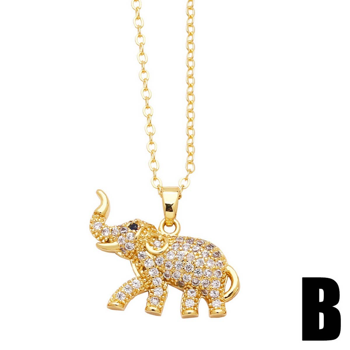 ELEPHANT GOLD PLATEDPENDANT NECKLACE INLAID ZIRCON