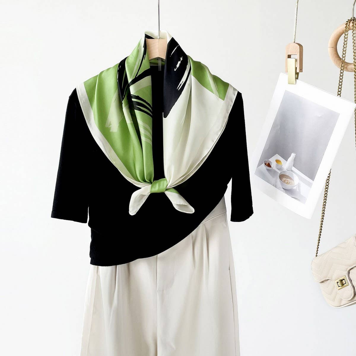 Elegant Polka Dot Satin Silk Scarf