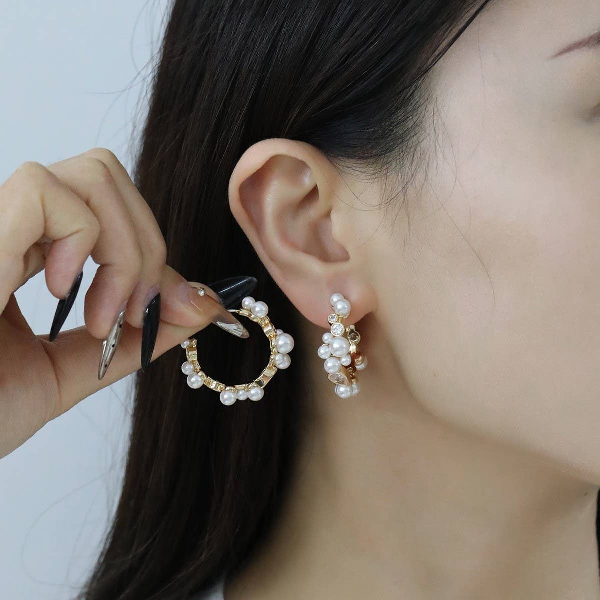 TEMPERAMENT GLASS PEARL NECKLACE EARRINGS SET