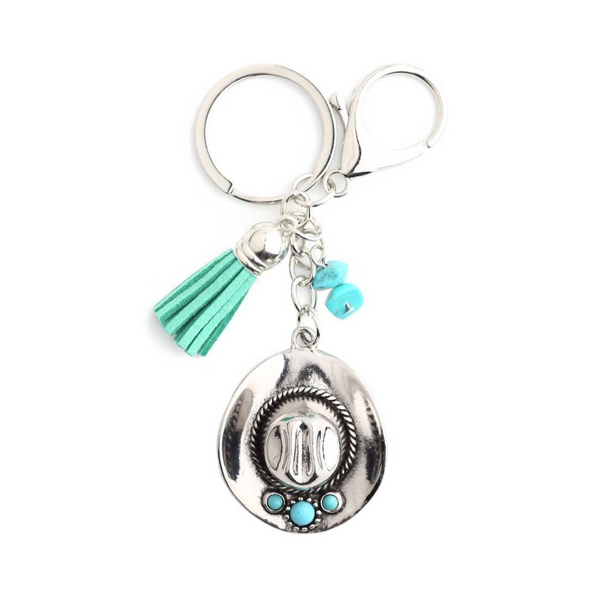 Boho Cowboy Hat Keychain with Vintage Western Charm_CWAB5083