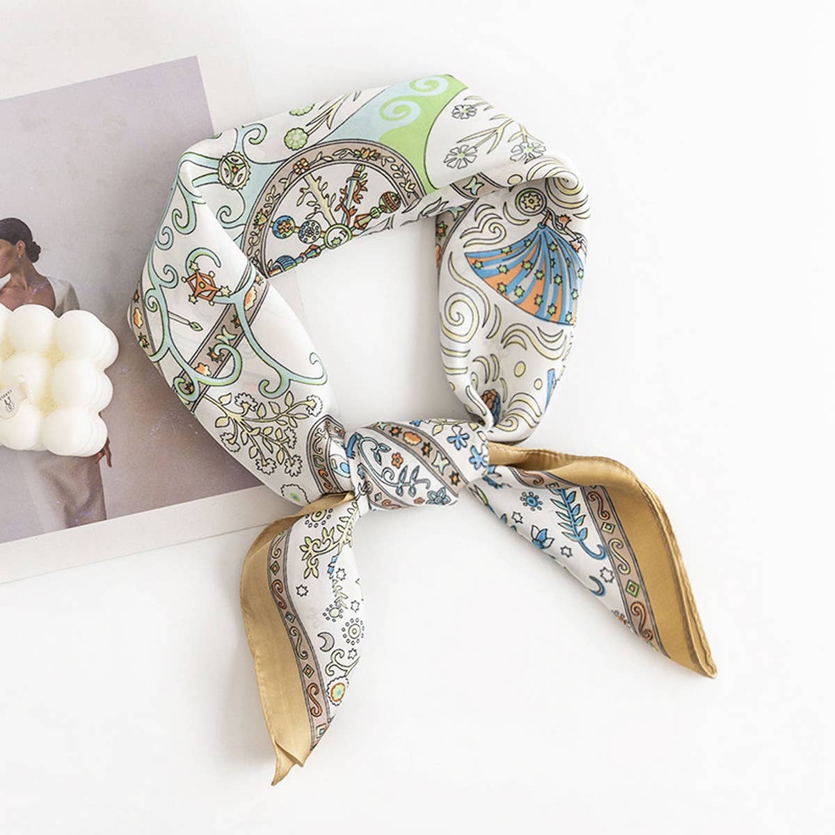 Floral Satin Square Scarf for Women?™s Elegance