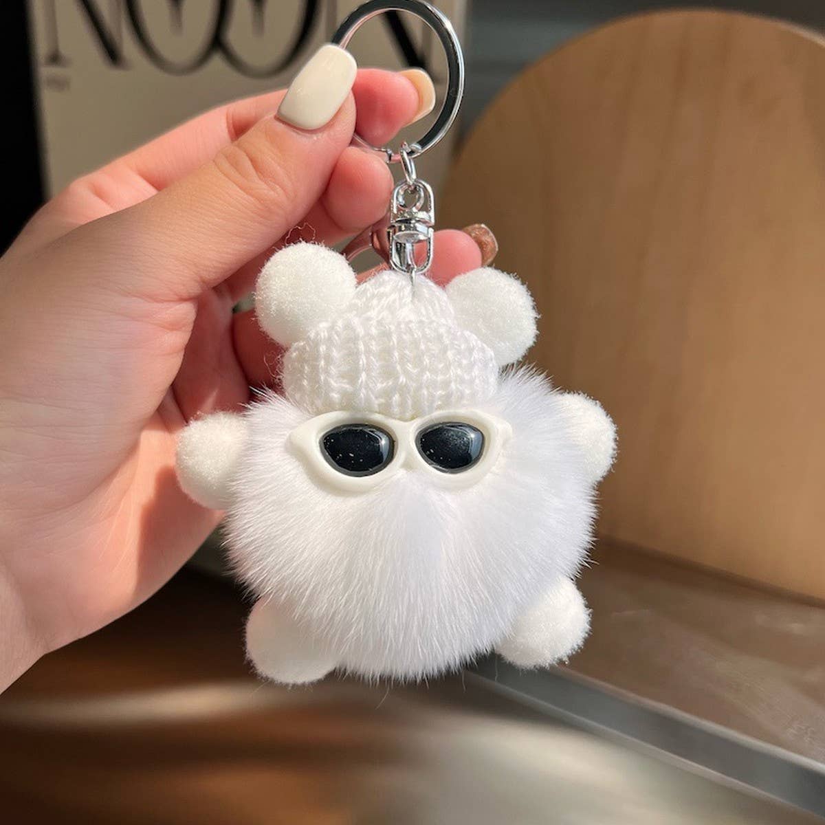 CUTE RABBIT FUR BRIQUETTES CAR KEYCHAIN PENDANT