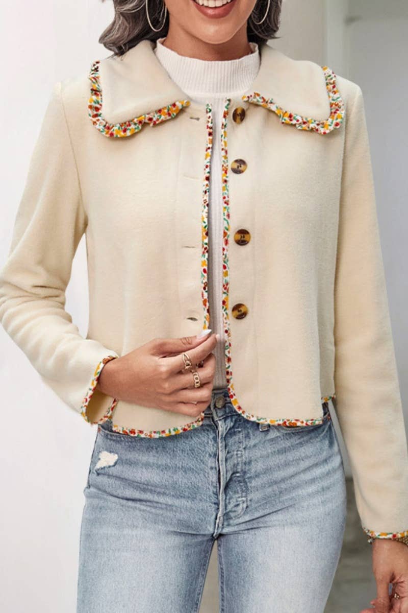 CWOCO1023_AUTUMN WINTER LONG SLEEVE BUTTON COAT SHORT