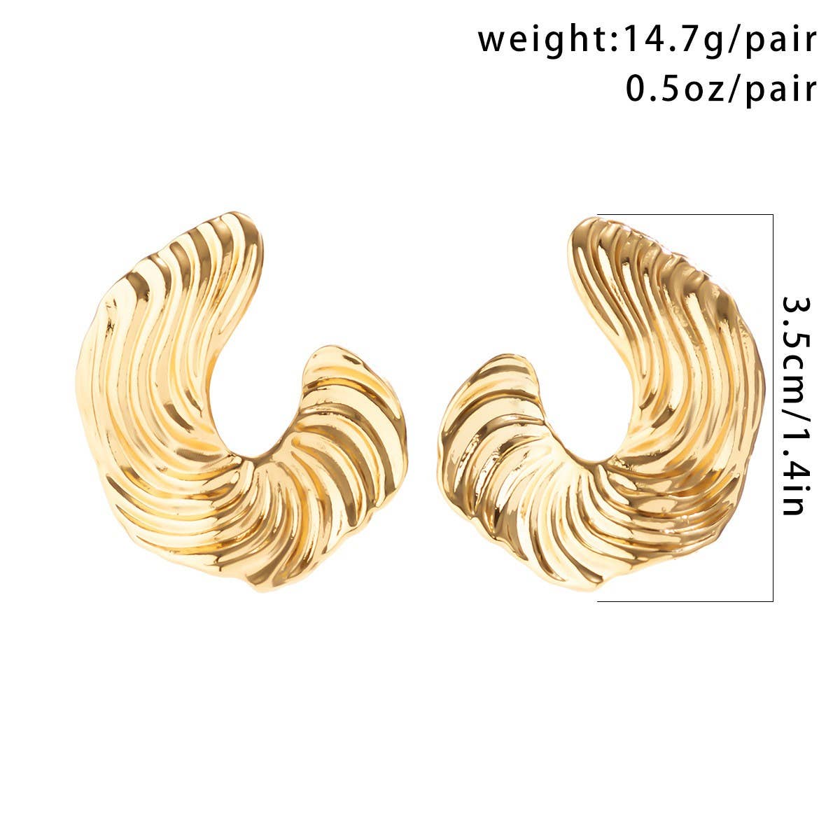 FASHIONABLE PUNK METAL STYLE GOLD EARRINGS