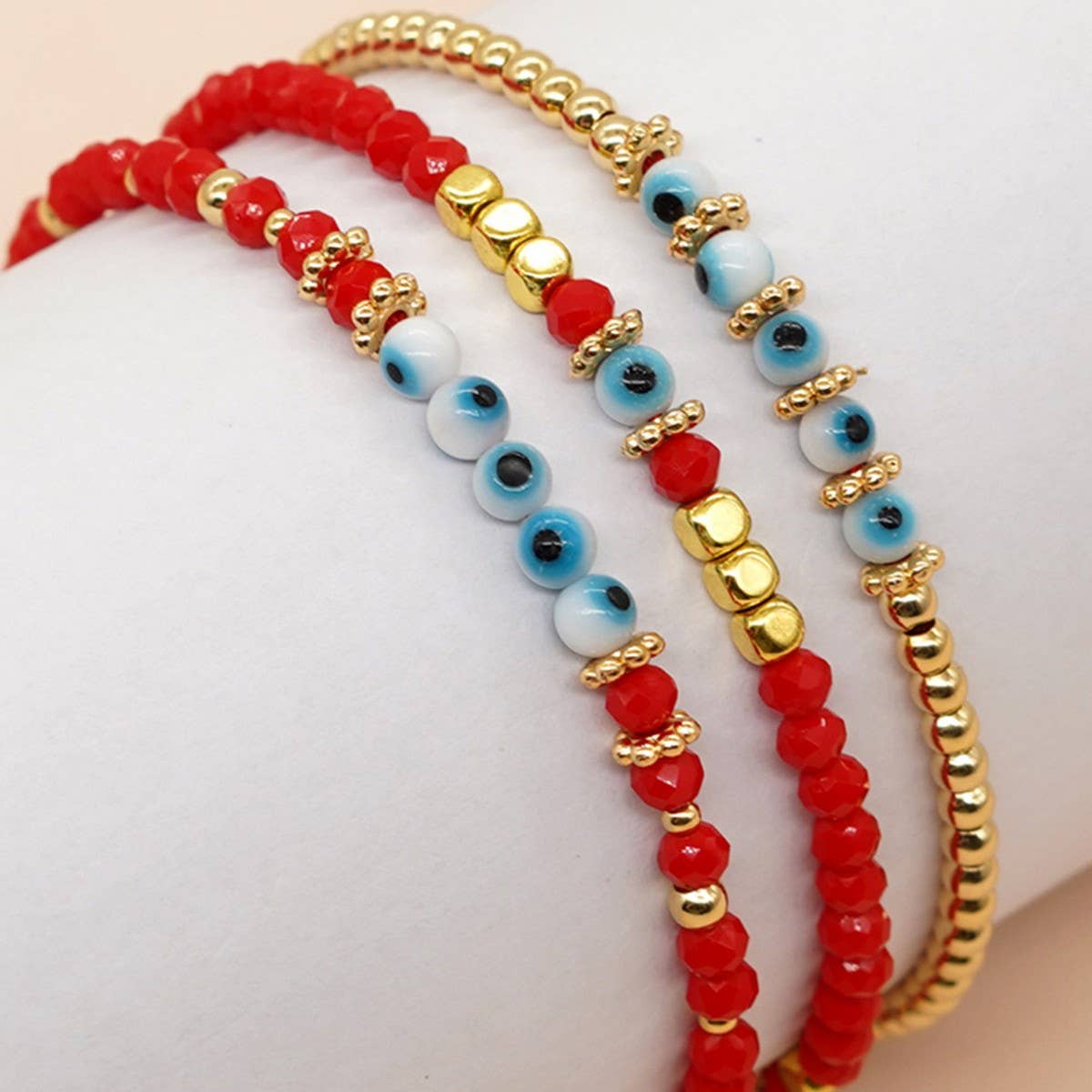 MULTI-COLOR GLASS FLAT DEVIL EYE BRACELET