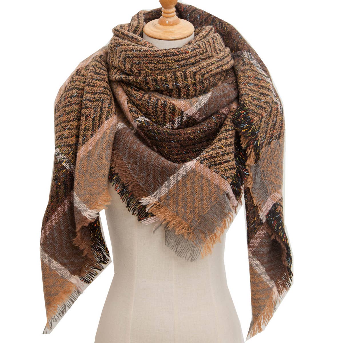 Plaid Triangle Scarf for Fall & Winter ??Wholesale_CWASC0110