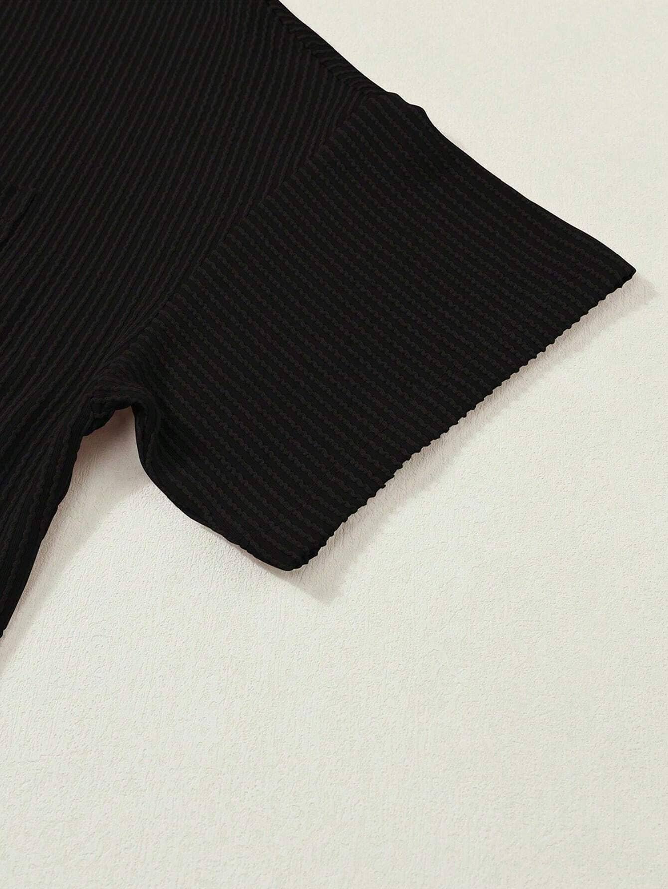 Stylish two-tone twist bullet pocket V-neck top