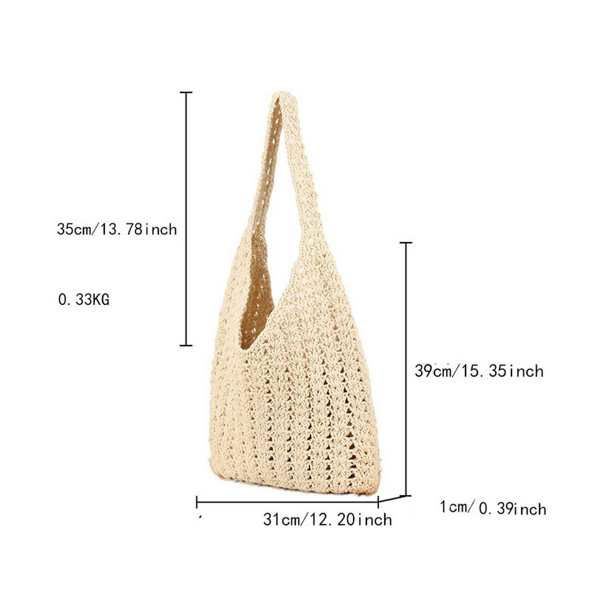 WOVEN BAG MESH HOLLOW SHOULDER BAG BEACH BAG_CWAB4666