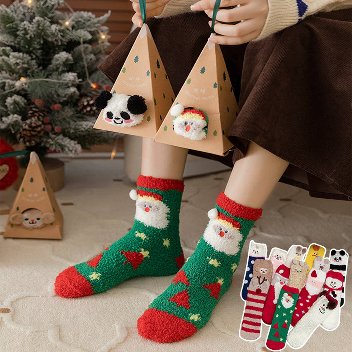 THICK CHRISTMAS SOCKS WITH GIFT BOX