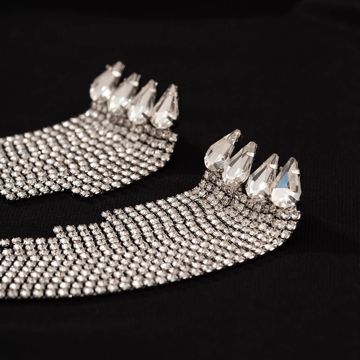 FRENCH STYLE TASSEL RHINESTONE EARRINGS