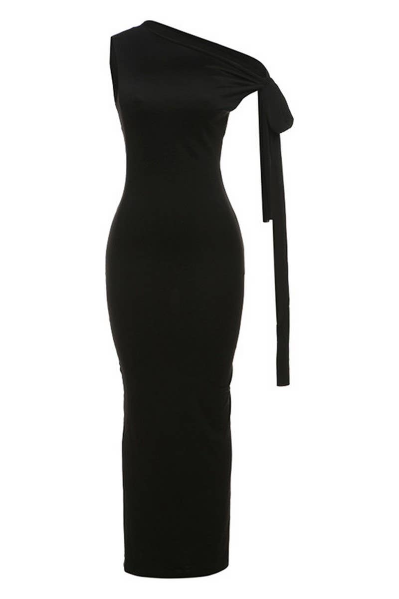 CWDMD4273_SOLID COLOR OFF-SHOULDER SLEEVELESS HIP DRESS