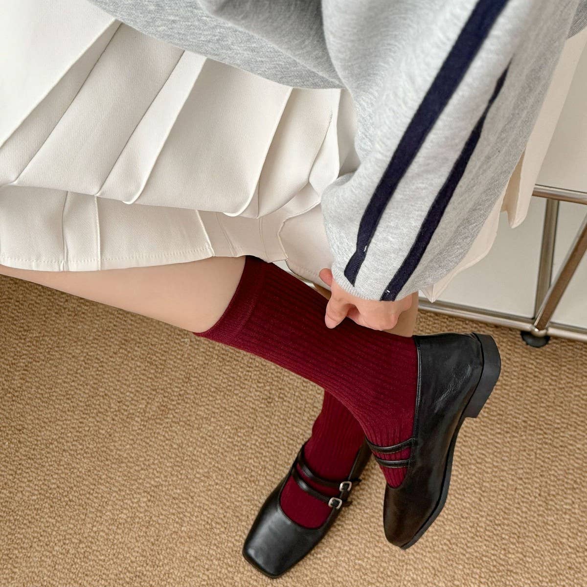 NEW COTTON VERTICAL STRIPED BONELESS PILE SOCKS