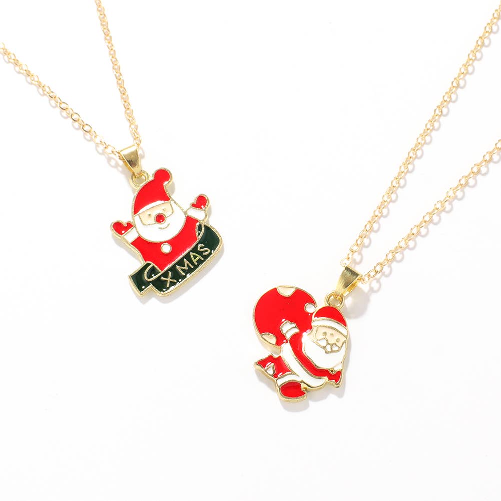 CHRISTMAS SNOWMAN CHRISTMAS TREE NECKLACE SET