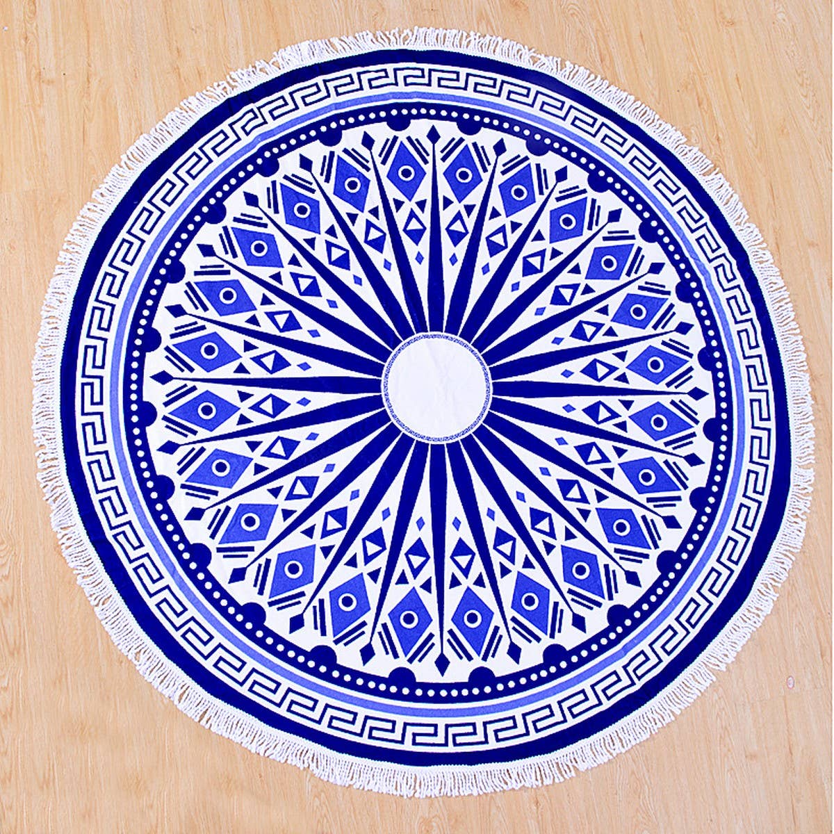 Round Microfiber Tassel Beach Towel Blanket