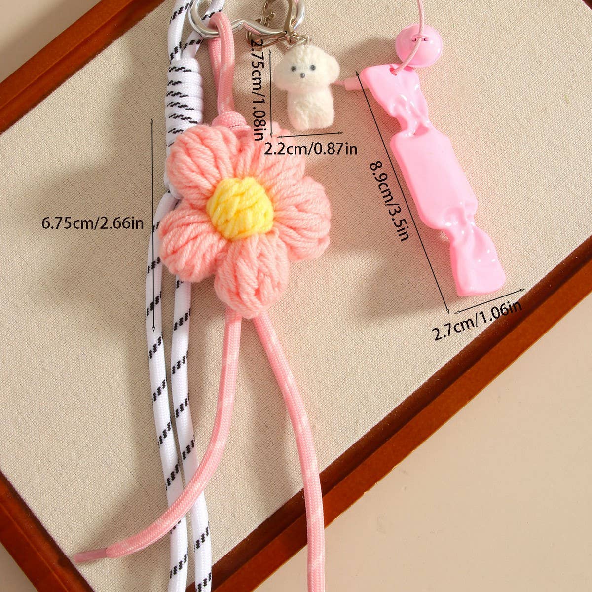 Fashion Crochet Flower Candy Dog Keychain_CWMM7642